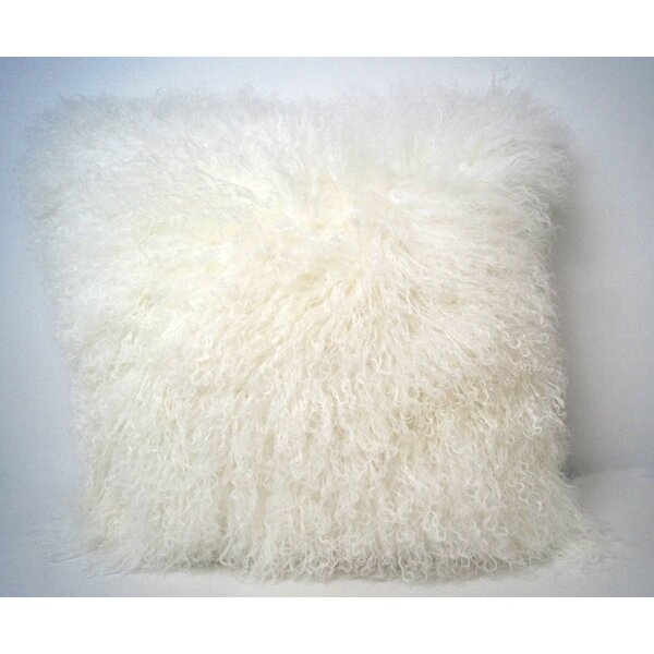 16'' x 16'', Grey SLPR Mongolian Lamb Fur Throw Pillow Cover Real Sheep Fur Decorative Cushion Cover Case 