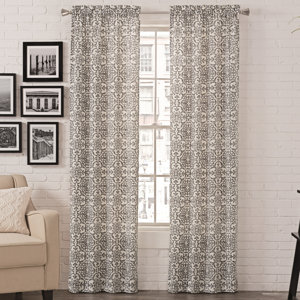 Livio Damask Semi-Opaque Rod Pocket Curtain Panels (Set of 2)