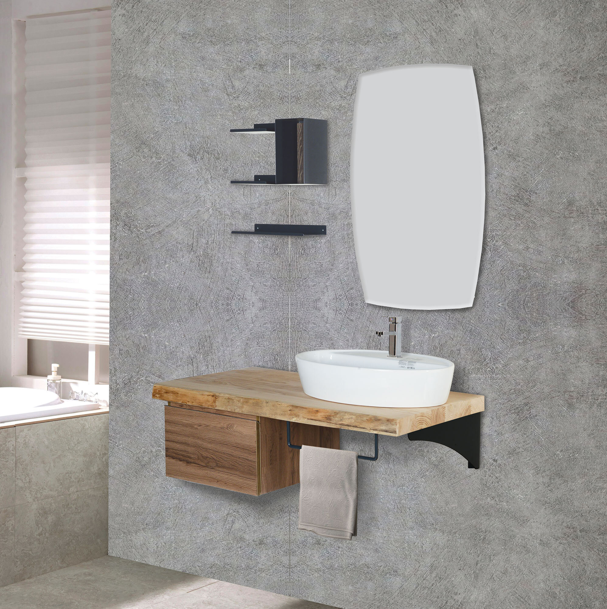Foundry Select Elce 48 Lava Grey Single Sink Wall Mount Bathroom