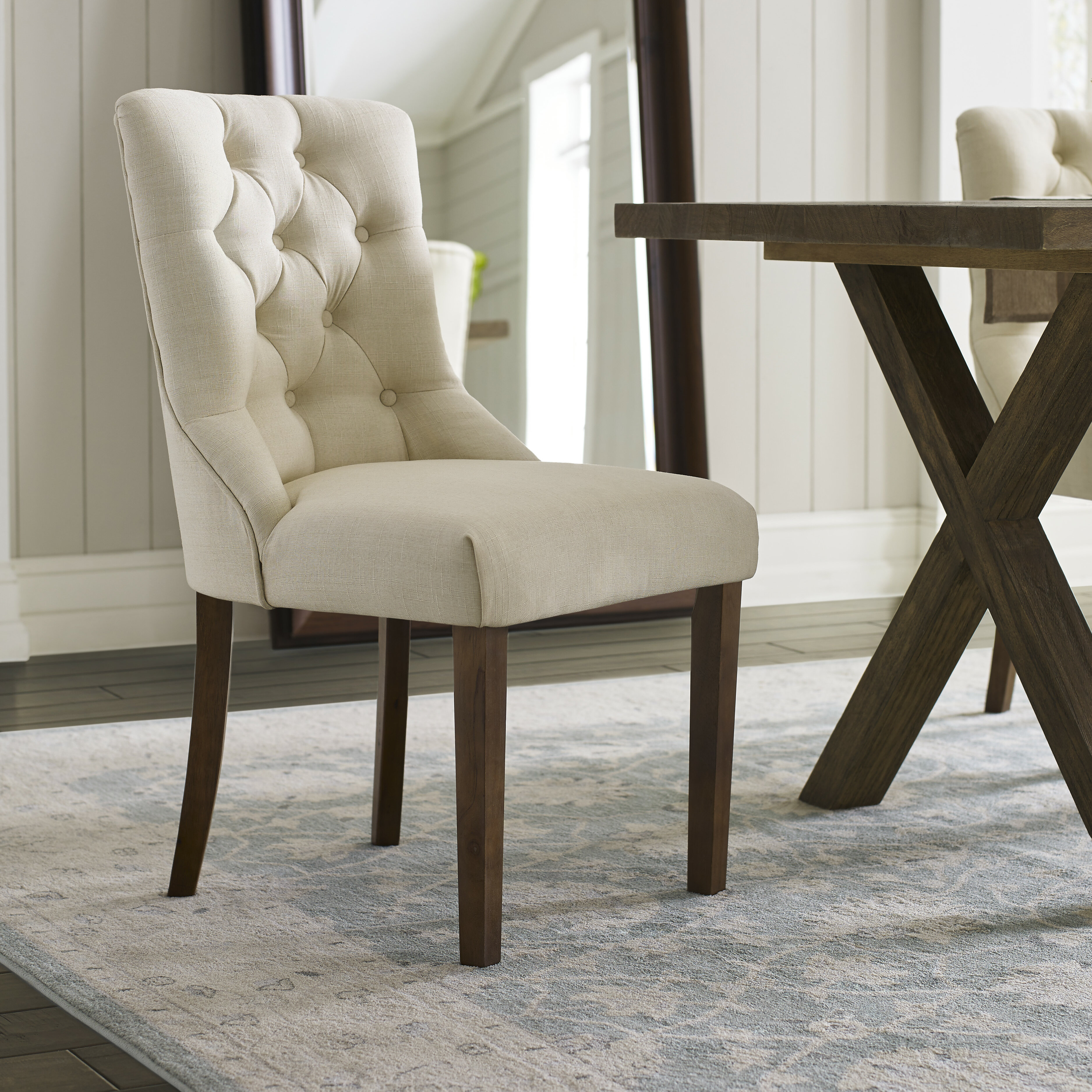 beige upholstered dining chair