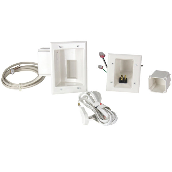 Electronics Flat Panel Tv Cable Organizer Kit With Duplex Power Solution
