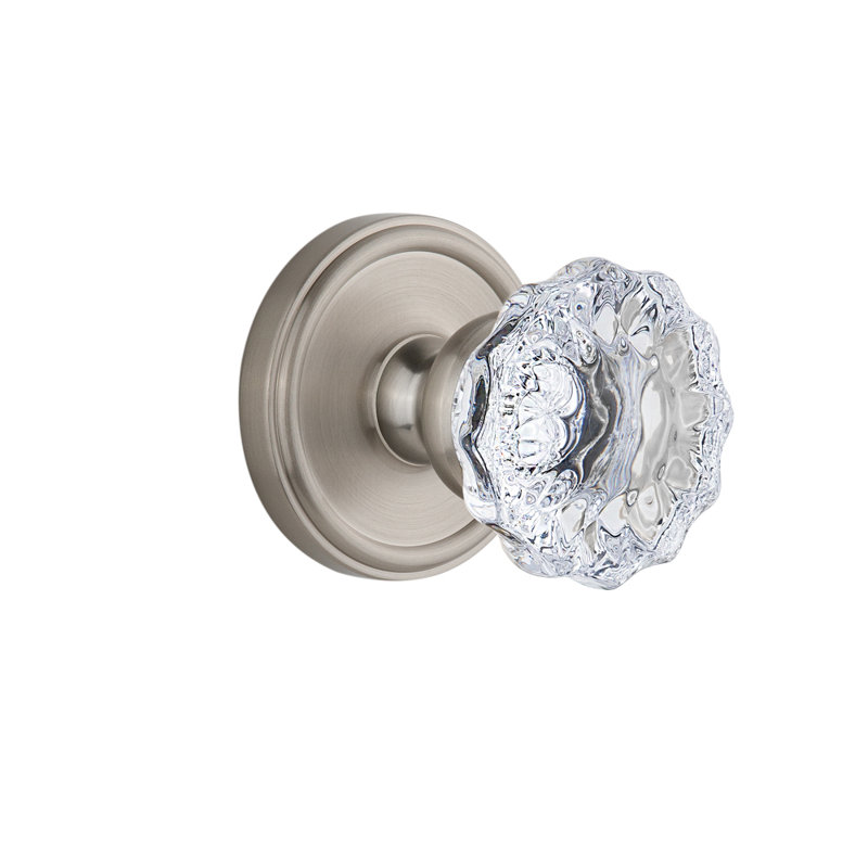 Grandeur Windsor Platewith Fontainebleau Crystal Knob Complete Passage Set Lifetime Brass