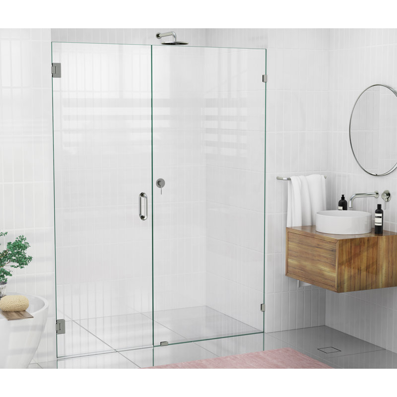 Nautis 58 X 72 Hinged Completely Frameless Shower Door Shower Doors Frameless Hinged Shower Door Frosted Shower Doors