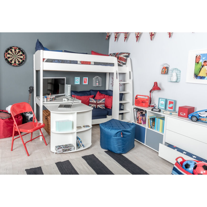 Stompa Single High Sleeper Bed with Desk and Sofa