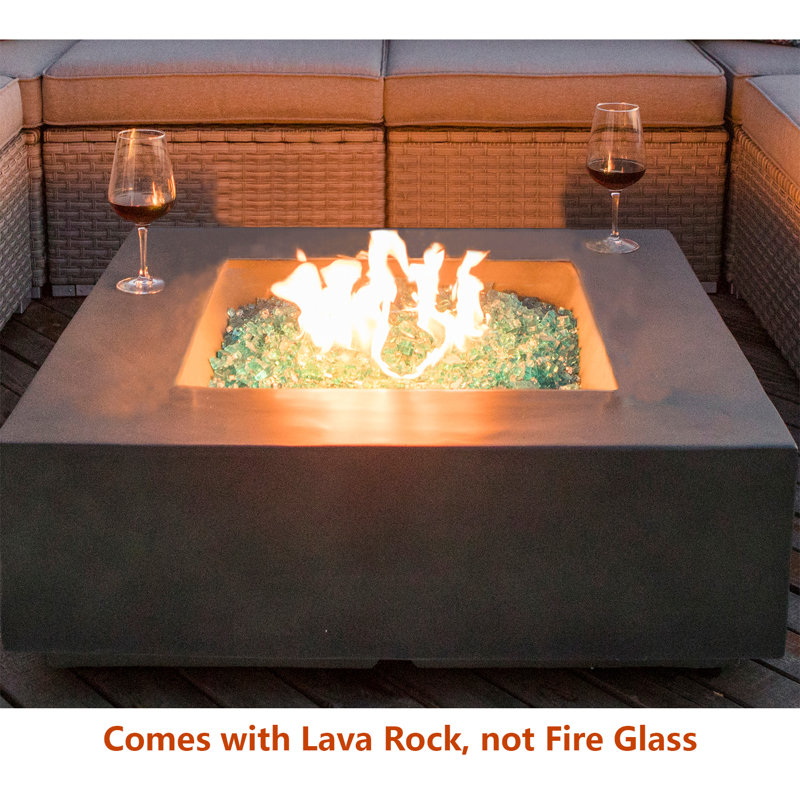 Ebern Designs Outdoor Propane Firepit Coffee Table W Slate Grey