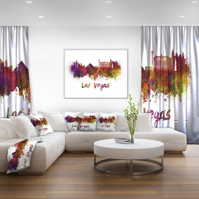 Designart Las Vegas Skyline Cityscape Painting Print On Wrapped