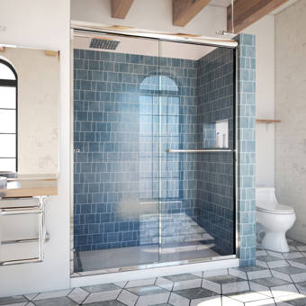 Kohler Levity Sliding Shower Door 82 H X 56 625 59 625 W With 0 3125 Thick Crystal Clear Glass And Blade Handles Wayfair