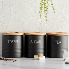 tea and coffee and sugar canisters