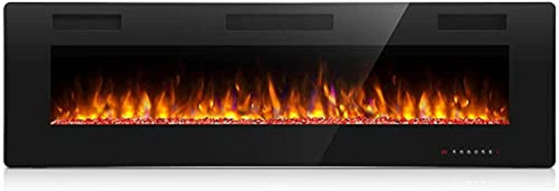 Recessed & Wall Mounted Electric Fireplace, Remote Control w/ Timer, Adjustable Flame Color & Speed Size: 18.11" H x 60" W x 3.85" D