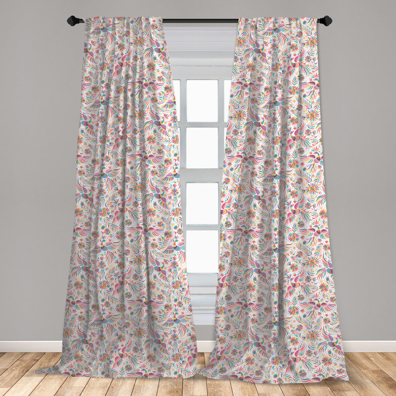 East Urban Home Ambesonne Mexican 2 Panel Curtain Set Colorful