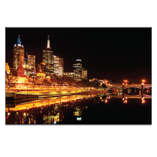 'City Glow' by Andrew Paranavitana Photographic Print Wrapped on Canvas East Urban Home Size: 51cm H x 76cm W x 3.8cm D