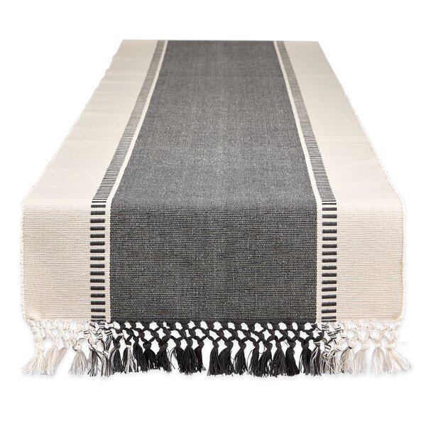 gray and white table runner