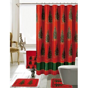 Christmas Bathroom Decor 18 Piece Nature/Floral Shower Curtain Set
