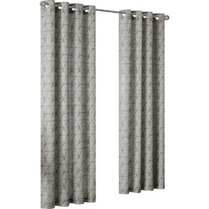Beagle Geometric Semi-Sheer Grommet Single Curtain Panel