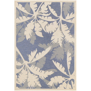 Odilia Coastal Flora Sapphire Indoor/Outdoor Area Rug