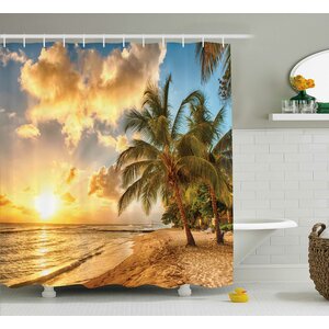 Tropical Exotic Sandy Beach Shower Curtain