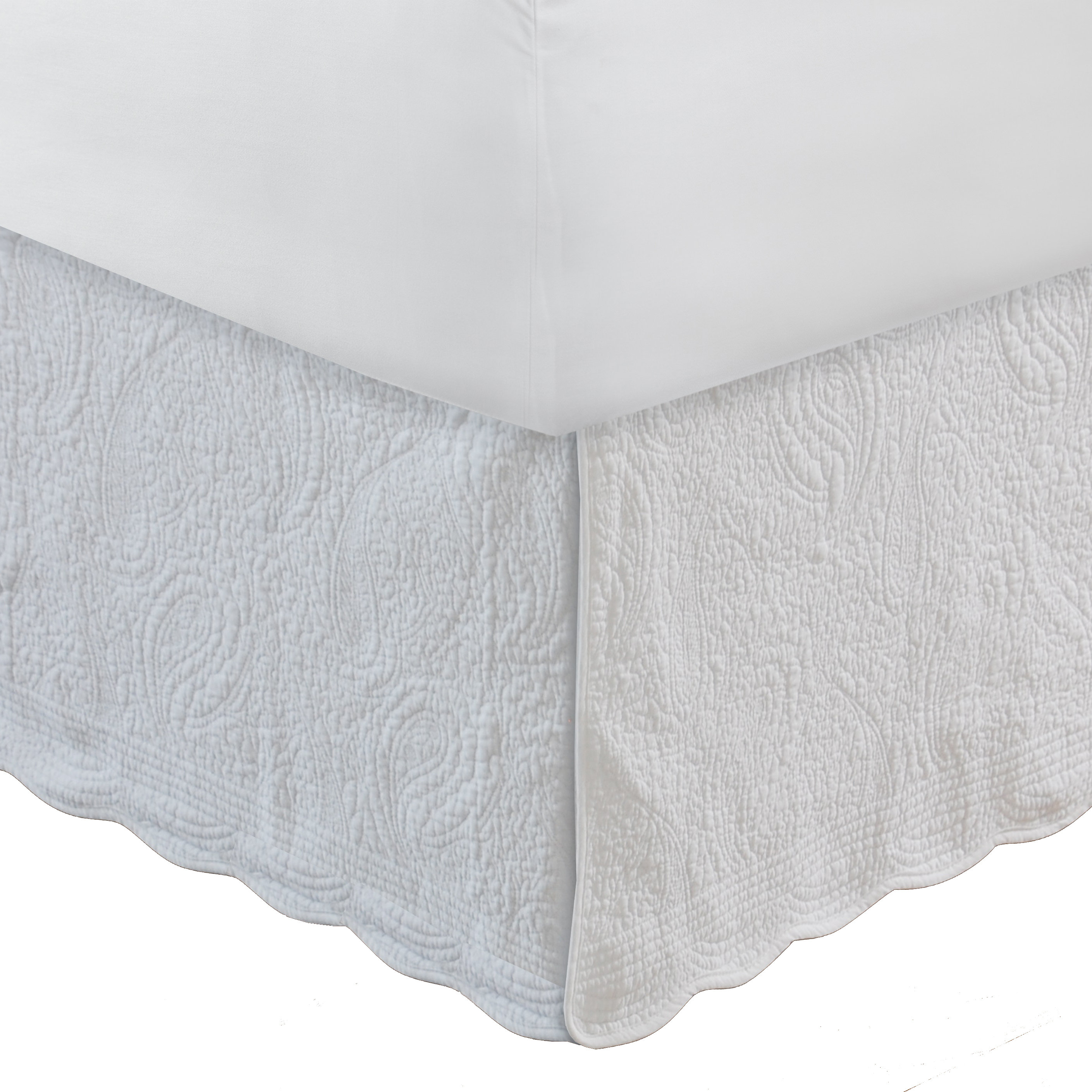 Tailored Bed Skirt Solid Ivory 635 TC Cotton Split Corner US Bed Size Drop 