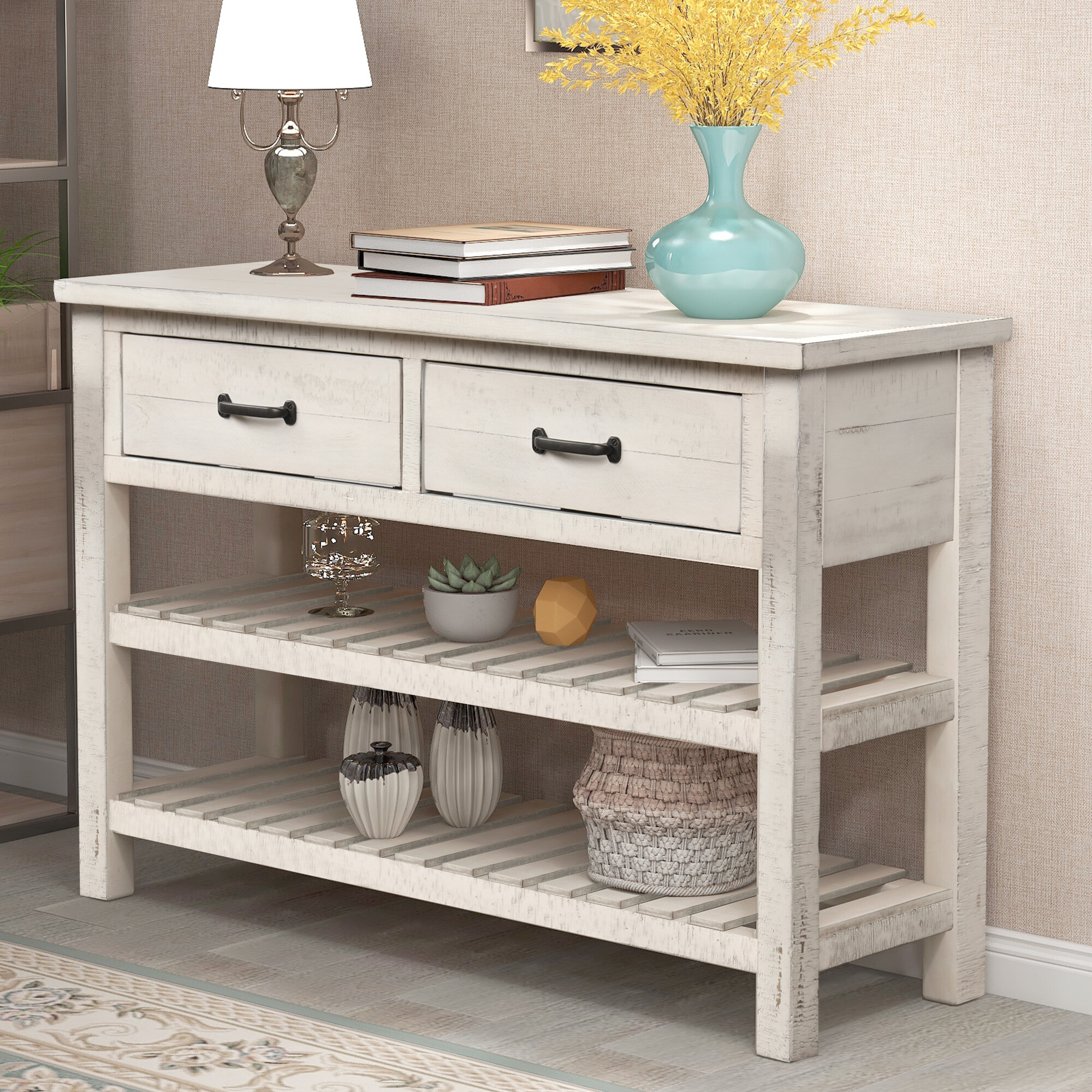 Highland Dunes Hodgin 45 Solid Wood Console Table Reviews Wayfair