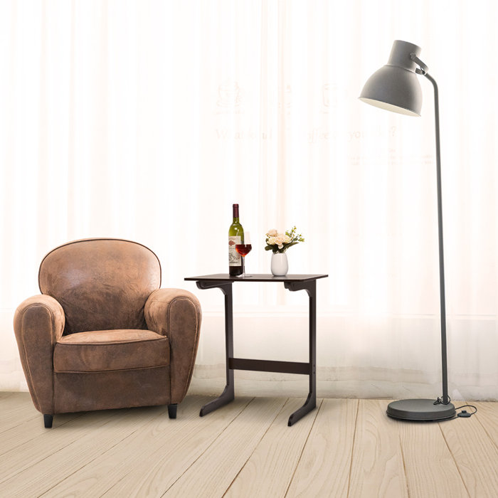 Ebern Designs Bamboo Wood Side Table C Shaped For Snacks Laptop