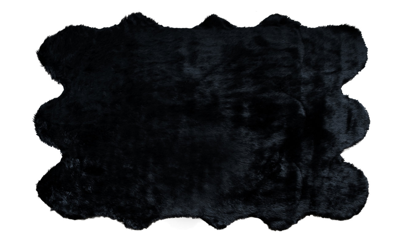 Glamour Home Decor Shag and flokati Faux Sheepskin Black Area Rug