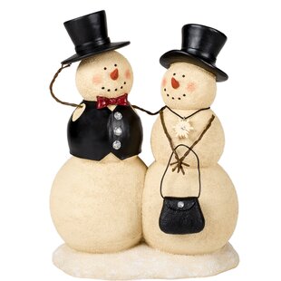 Details about   Christmas Snowmen Couple and Wheelbarrow Figurine Ceramic Decoration 