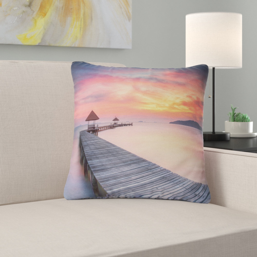 East Urban Home Pier Seascape Stylish Wooden Bridge And Beach Sky Pillow Wayfair