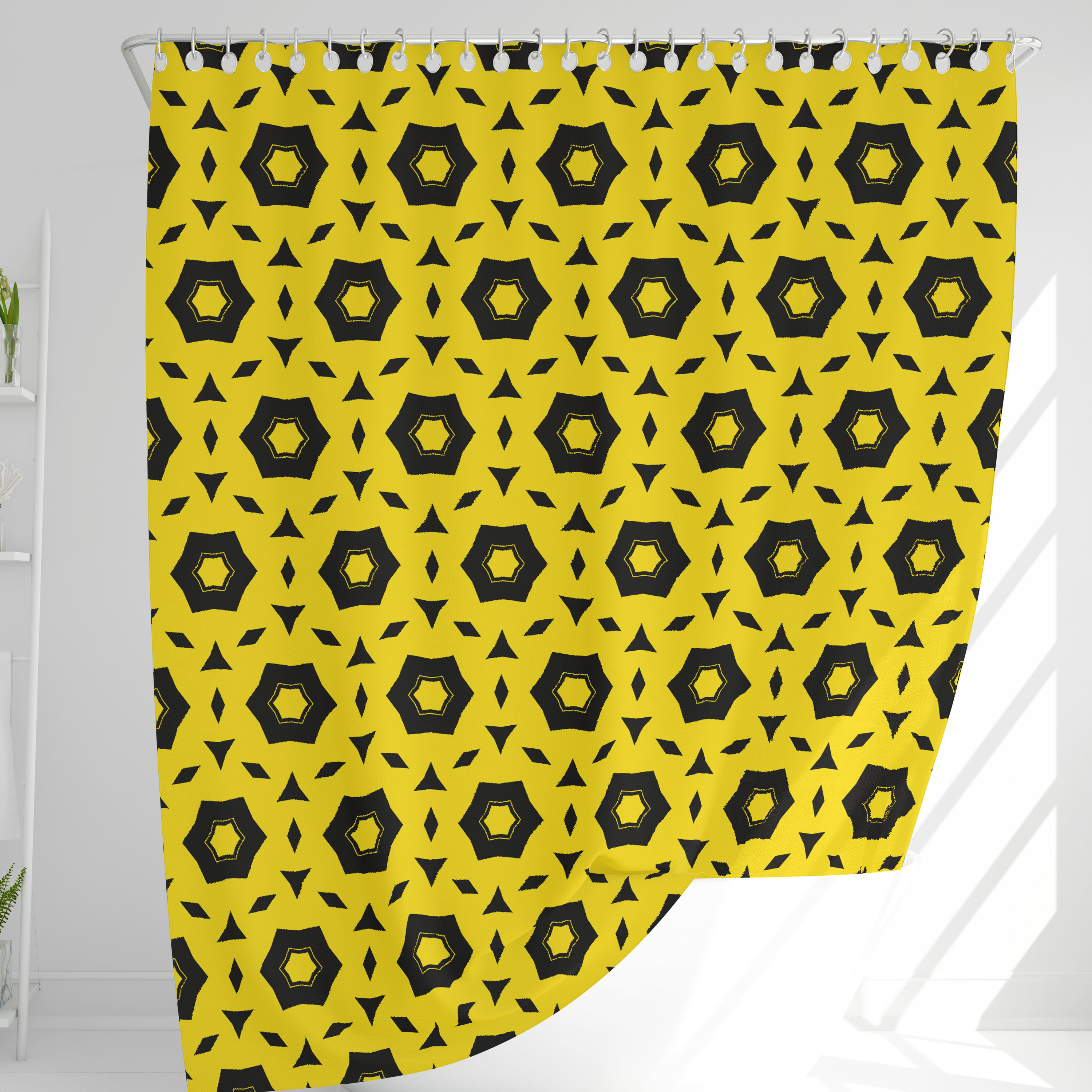 George Oliver Kaelynn Geometric Single Shower Curtain Hooks Wayfair