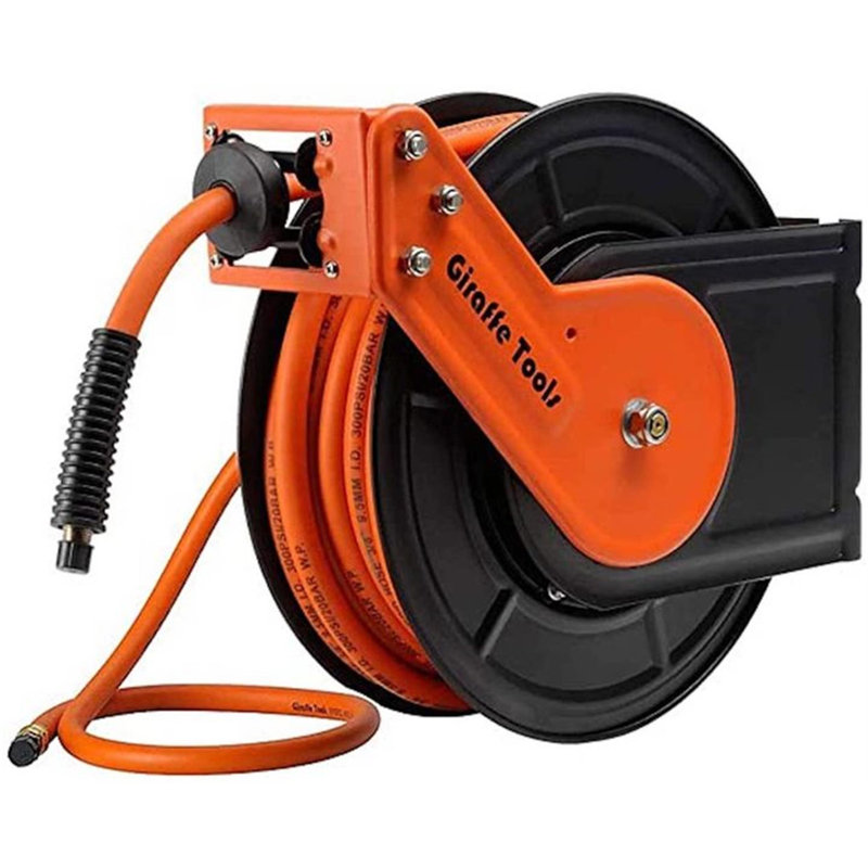 Giraffe Tools Steel Wall Mounted Hose Reel With Automatic Rewind Wayfair