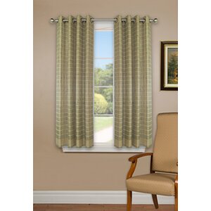 Bamboo Rayon Striped Semi-Sheer Grommet Single Curtain Panel