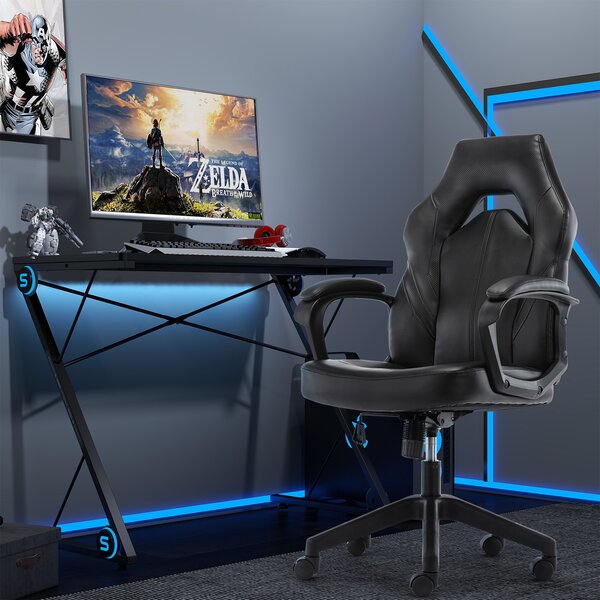 Racing Style Gaming Chair Computer Drafting Stool High Back Leather Office Seat 