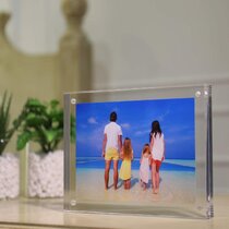 Photo Frame Small Freestanding Polished Clear Acrylic Magnetic Picture 5 Size 