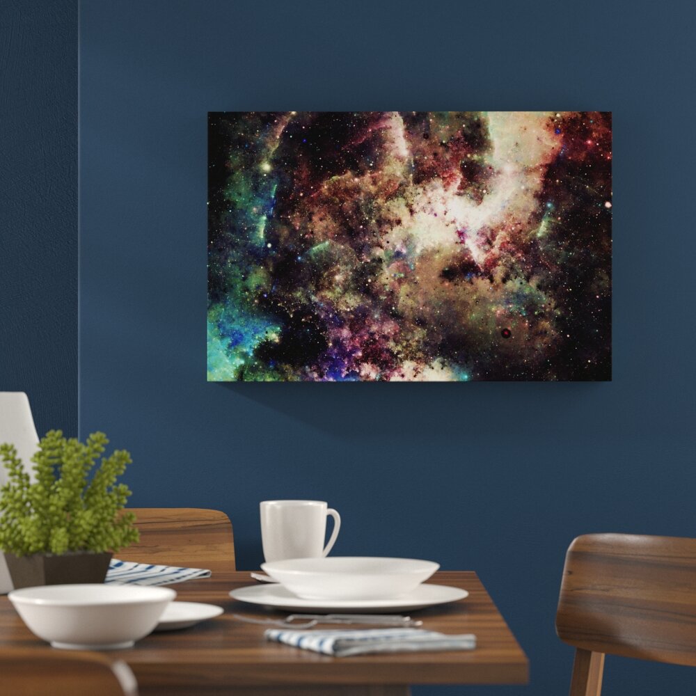 East Urban Home Colourful Nebula Galaxy And Stars Wall Art On Canvas Wayfair Co Uk