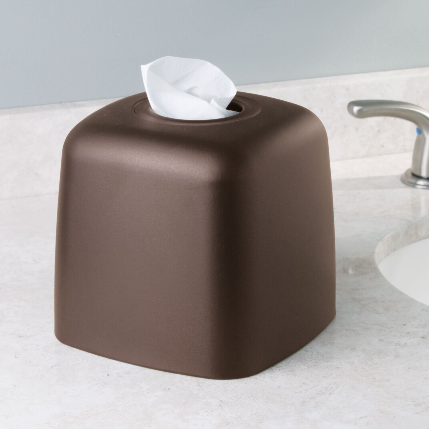 Bronze InterDesign Olivia Facial Tissue Box Cover/Holder for Bathroom Vanity Countertops
