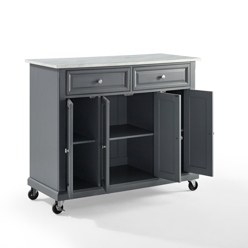 Andover Mills Moser Kitchen Island With Faux Marble Top Reviews Wayfair