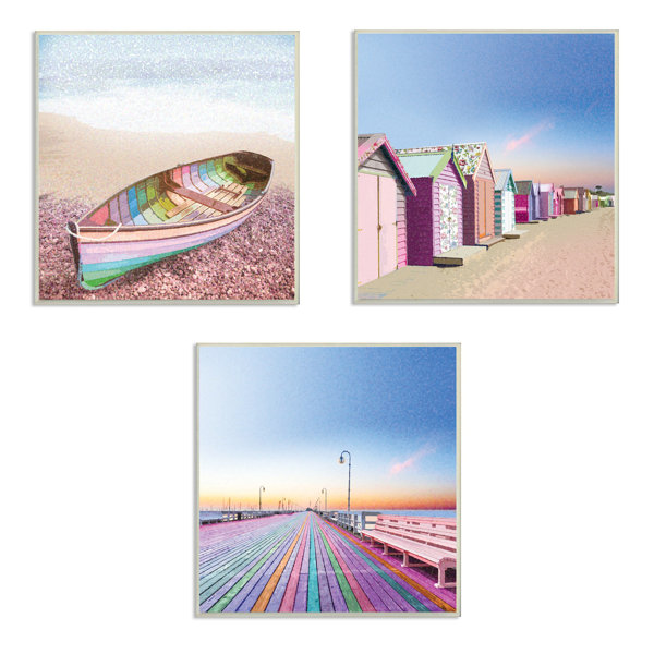 Highland Dunes Multi Color Pastel Wooden Row Boat Graphic Art