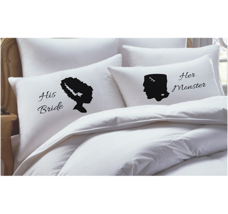 Rk Grace 2 Piece Frankenstein Inspired His Hers Pillowcase Set
