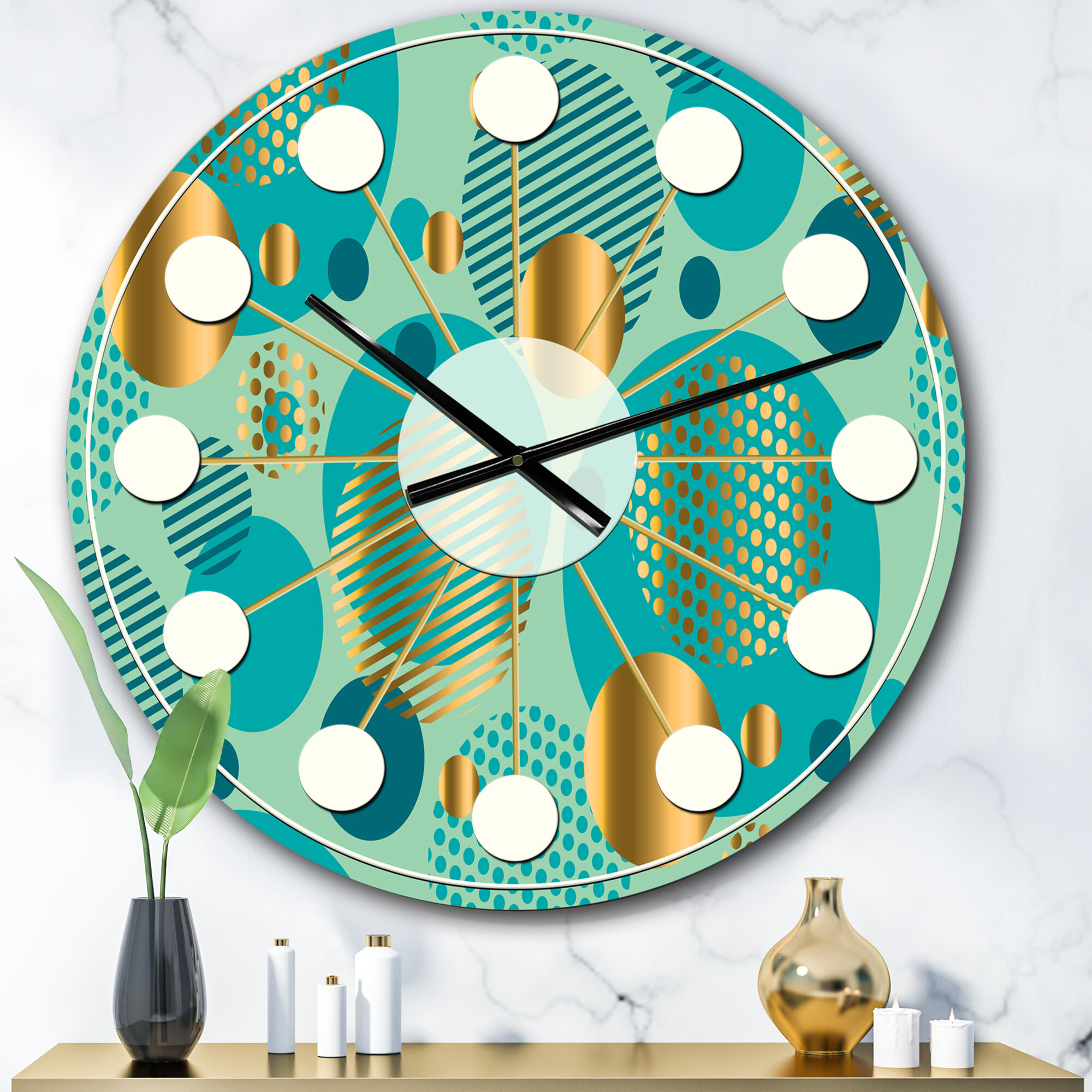 East Urban Home Oversized Dynamics Ii Mid Century Wall Clock Wayfair