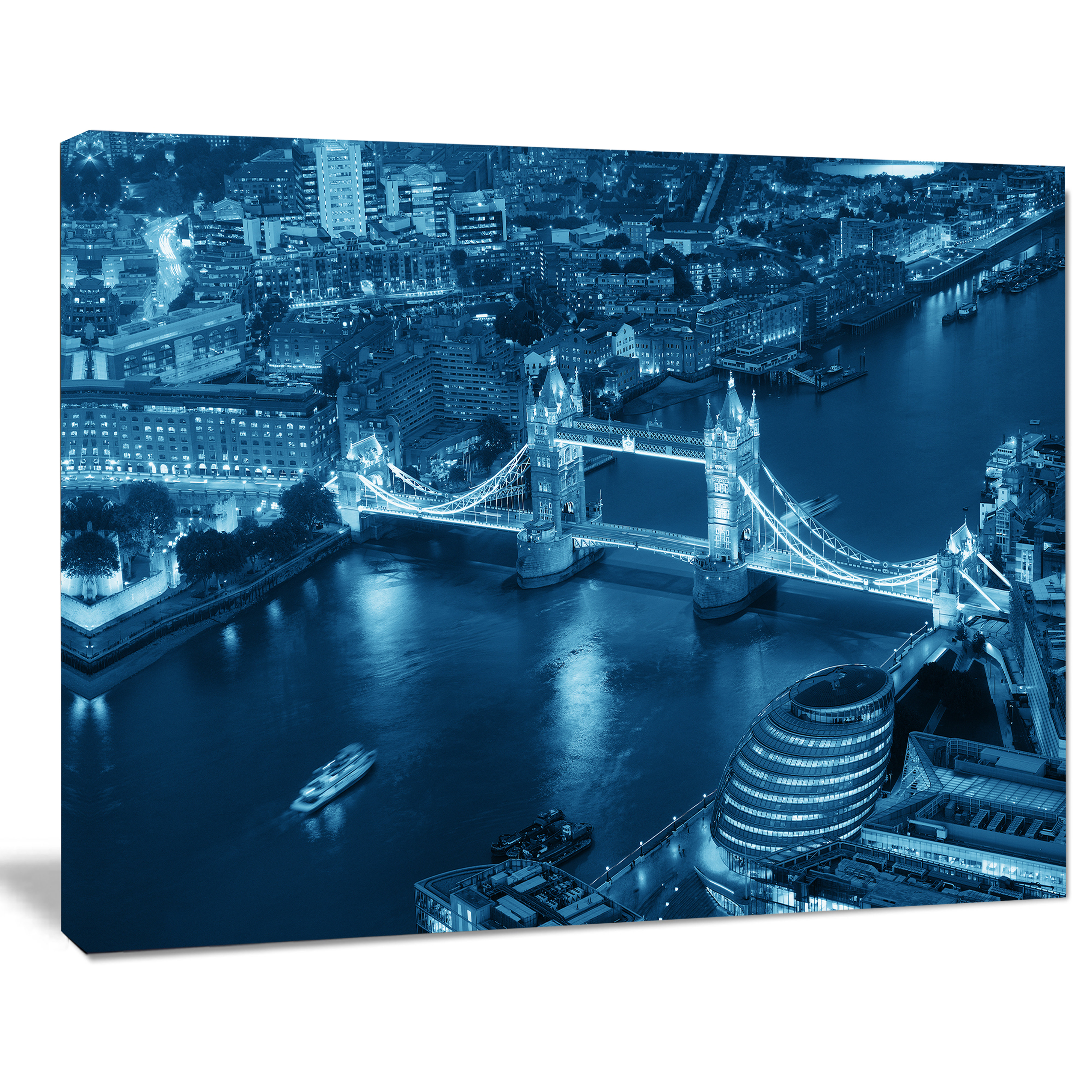 Designart Blue London Night Aerial View Cityscape Photographic Print On Wrapped Canvas Wayfair