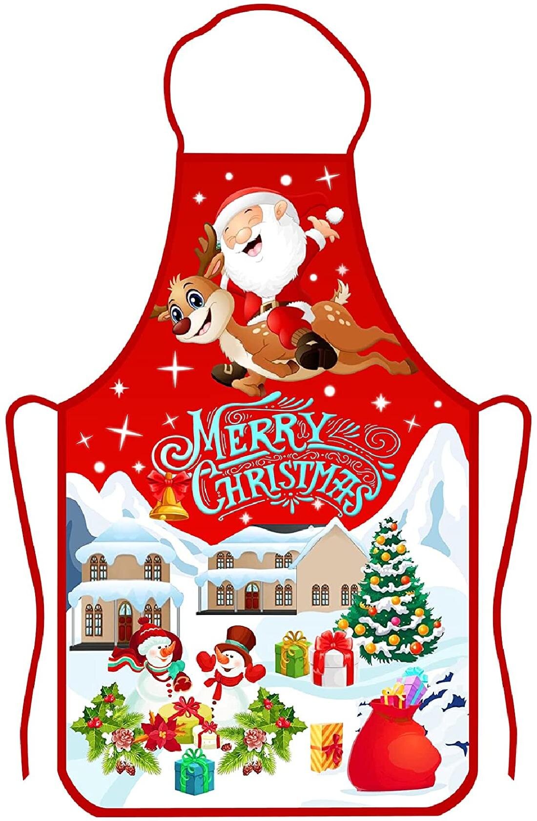 New Christmas elk apron Kitchen Dress Chef BBQ Polyester Apron Funny Rude Gift 