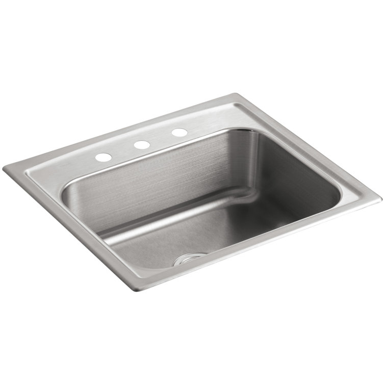 K 3348 3 Na Kohler Toccata 25 L X 22 W X 7 11 16 Top Mount Single Bowl Kitchen Sink With 3 Faucet Holes Wayfair