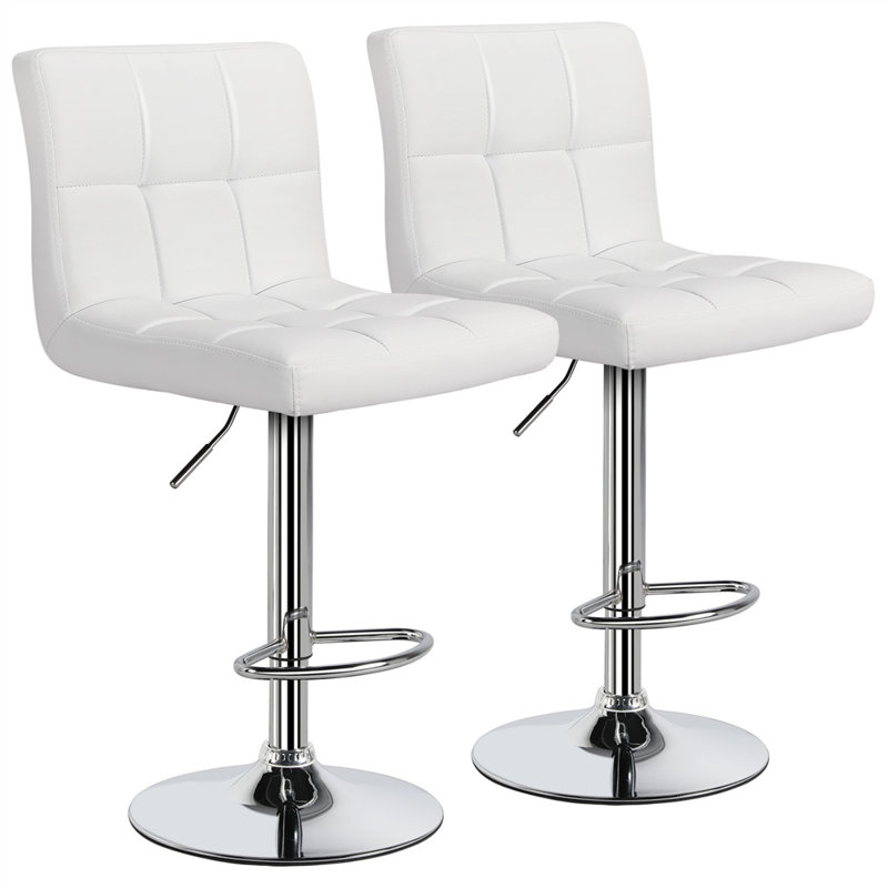 Chandresh Swivel Adjustable Height Bar Stool Upholstery: White