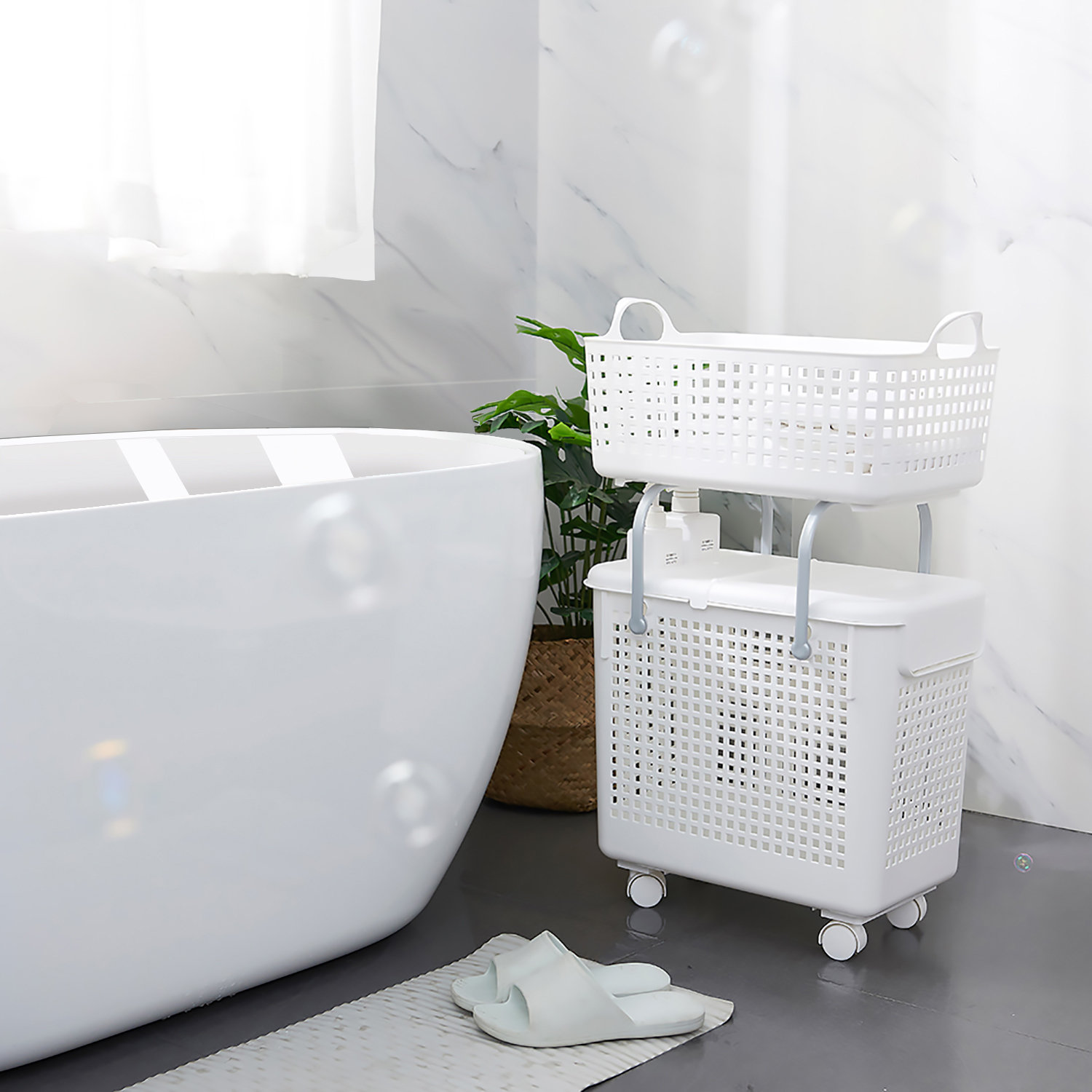 Rebrilliant Japanese Style 2-In-1 Laundry Hamper And Basket Set, With ...