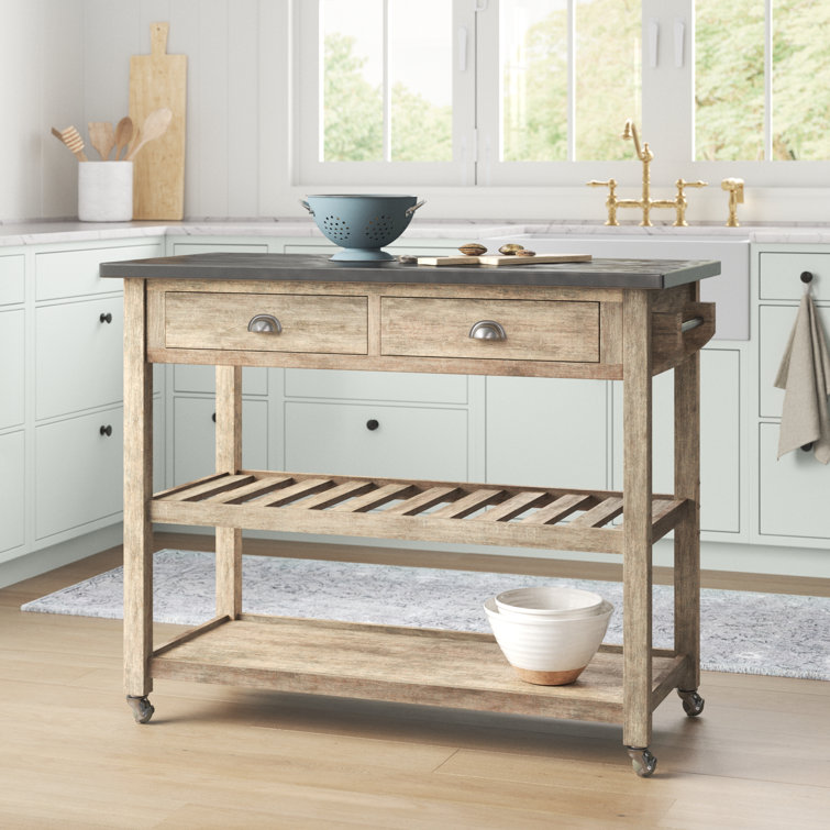 Sand Stable Amalie Wooden Kitchen Cart With Metal Reviews Wayfair