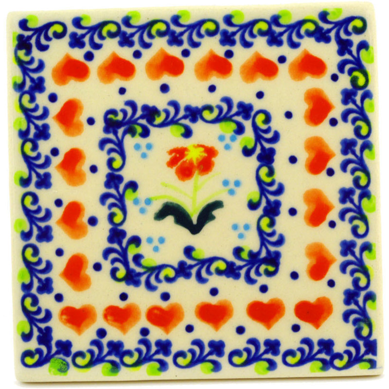 Polmedia Circle Of Hearts 4 37 X Ceramic Polish Pottery Circle Of Hearts 4 37 X Ceramic Polish Pottery Decorative Accent Tile