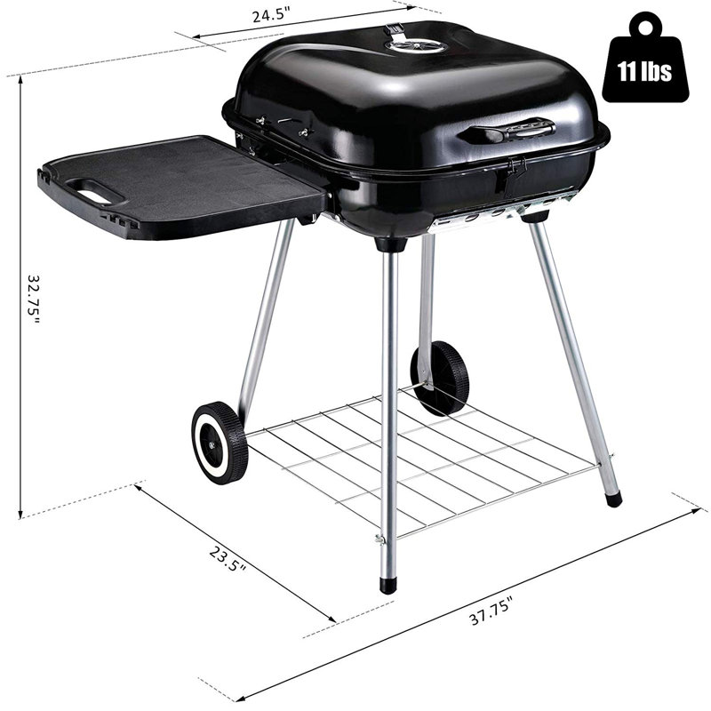 Outsunny Portable Outdoor Backyard Bbq Kettle Charcoal Grill With
