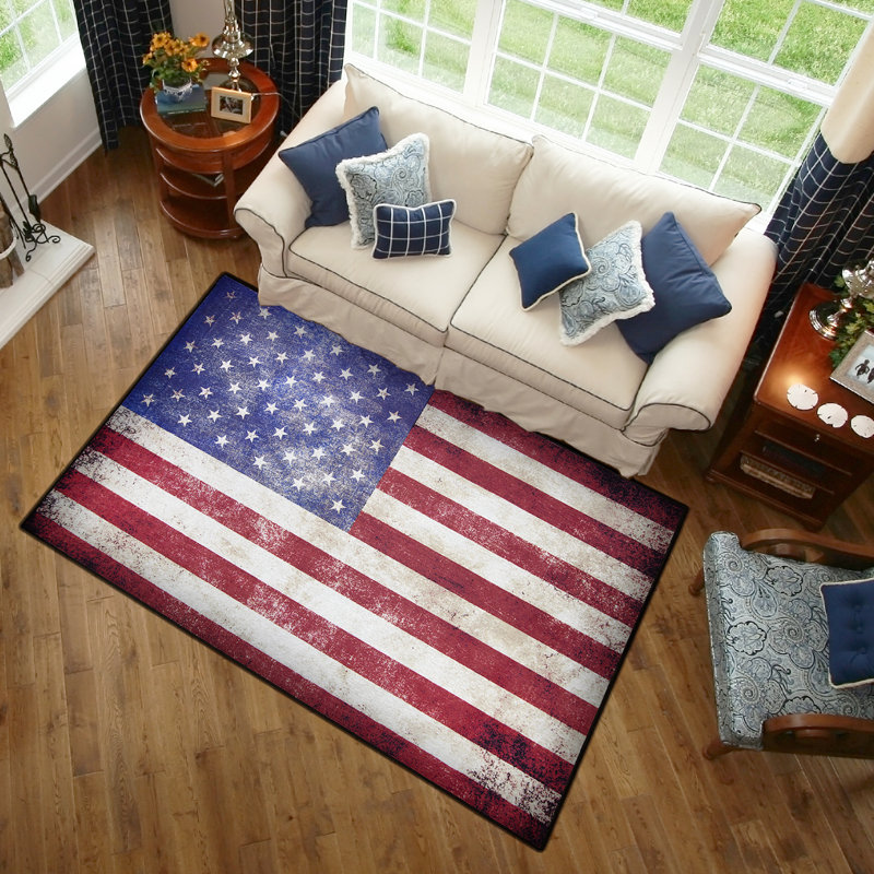 Winston Porter Vegard United States Of America Flag Non Slip Red Blue Indoor Outdoor Area Rug Reviews Wayfair