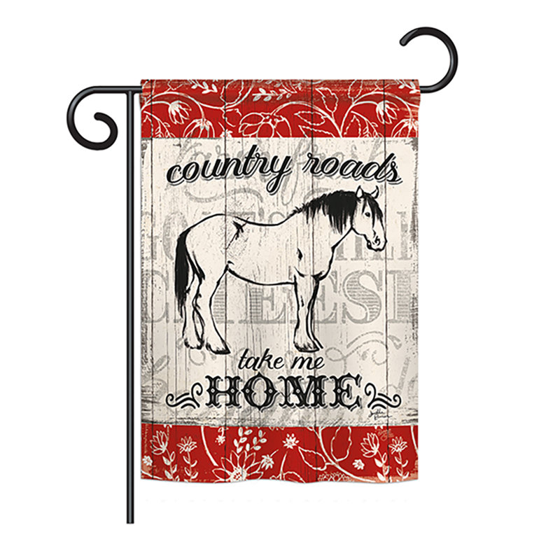 Country Roads Horse Nature 2 Sided Polyester 1 1 X 1 5 Ft Garden Flag