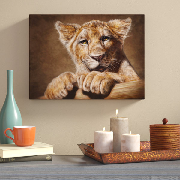 World Menagerie Lion Cub Acrylic Painting Print On Wrapped