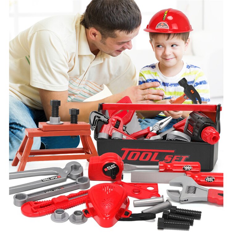 50PC TOY WORKBENCH KIDS CHILDRENS TOOL KIT BENCH DIY STATION ELECTRIC DRILL PLAY 