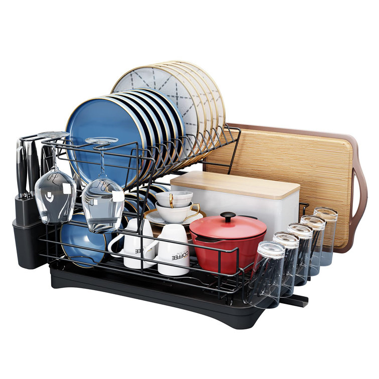 SpicyMedia Dish Drying Rack, 2 Tier Large Dish Rack And ...